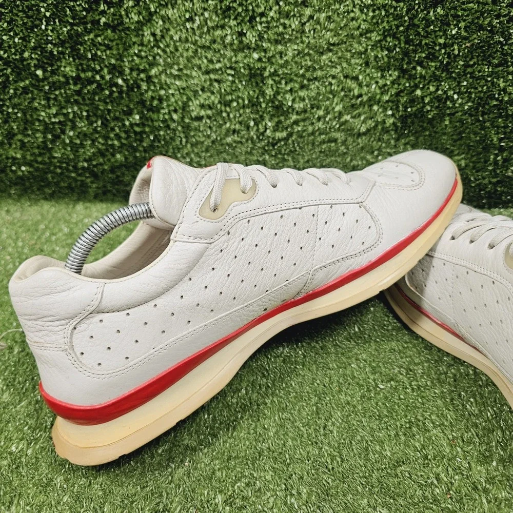 Prada Vintage American Cup Geometric White Leather Sneakers Mens Size 9.5